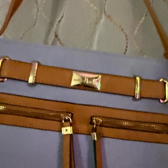 Simple Noelle Stylish Blue and Tan Women's Bag - Picture 3 of 6